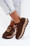 Sneakersy Damskie Na Platformie Big Star UU274040 Czekoladowe