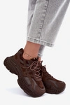 Sneakersy Damskie Ze Zdobieniem Czekoladowe Amselle