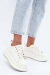 Skórzane Sneakersy Damskie Na Platformie GOE SS2N4021 Białe