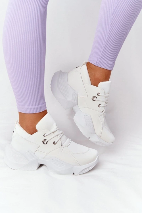 Damskie Sneakersy Na Masywnej Podeszwie Białe Bubbly