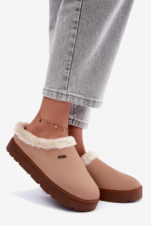 Kapcie Obuwie Domowe Damskie Z Futerkiem Inblu DR000004 Camel