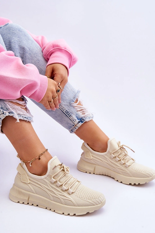 Damskie Wsuwane Buty Sportowe Sneakersy Beżowe Rosett