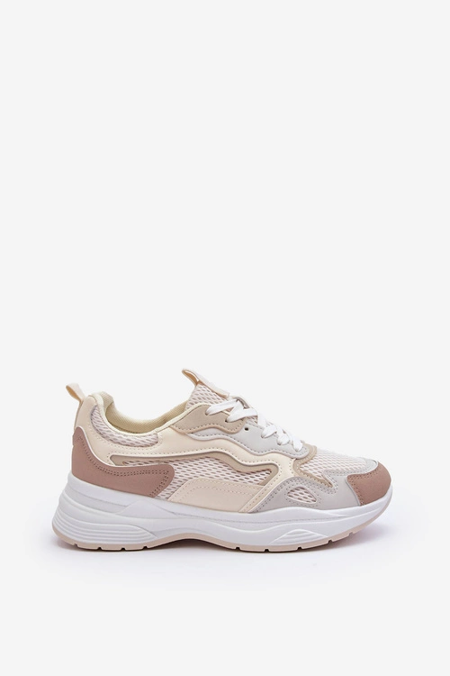 Damskie Buty Sportowe Sneakersy Na Platformie Beżowe Lomare