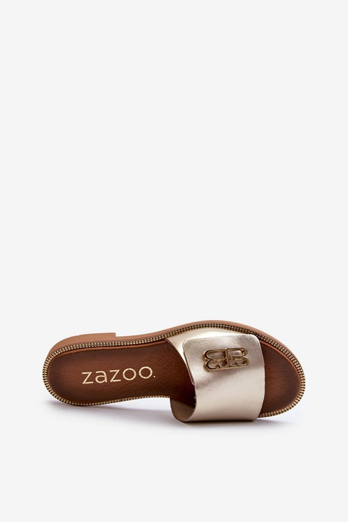 Zazoo 40384 Eleganckie Skórzane Klapki Damskie Złote