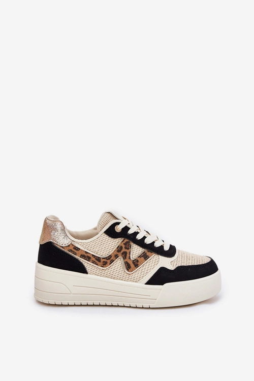 Buty Sportowe Damskie Na Platformie Panterka Czarne Lorori