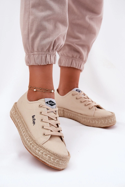 Trampki Damskie Z Plecionką Lee Cooper LCW-25-44-3215 Beżowe