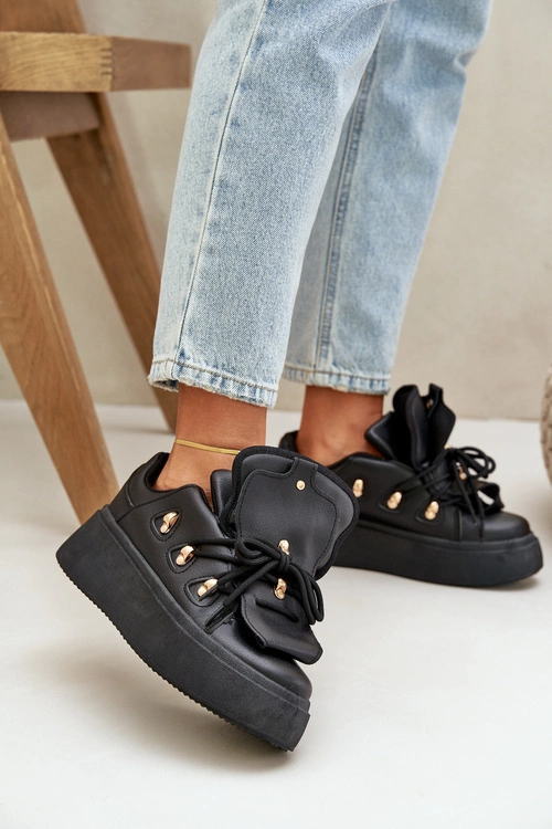 Sneakersy Damskie Na Platformie Czarne Dolistana