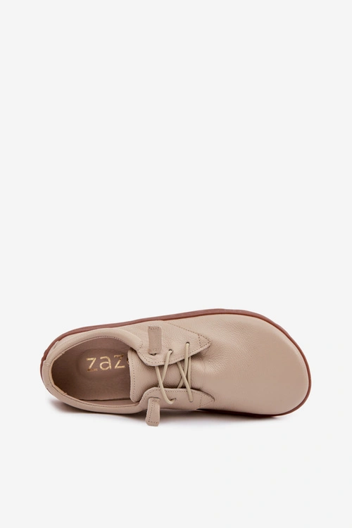 Skórzane Półbuty Barefoot Damskie Zazoo 10189 Beżowe