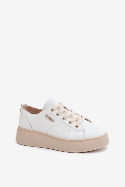 Skórzane Sneakersy Na Platformie Kobbo 41535 Białe
