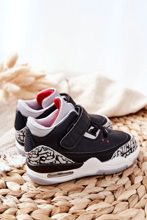 Dziecięce Sportowe Buty Czarno-Czerwone Linen