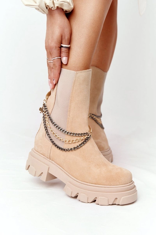 Zamszowe Sztyblety Workery Lewski Shoes 2998-0 Piaskowe