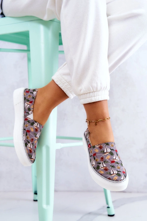 Damskie Tenisówki Slip On Memory Foam Big Star JJ276015 Szare