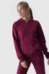 Bluza Damska Dresowa Z Kapturem Rozpinana Bawełniana 4F Fioletowa 4FWMM00TSWSF1467-51S