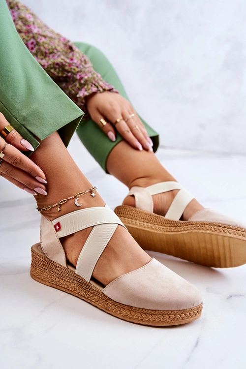 Damskie Zamszowe Espadryle Big Star JJ276038 Beżowe