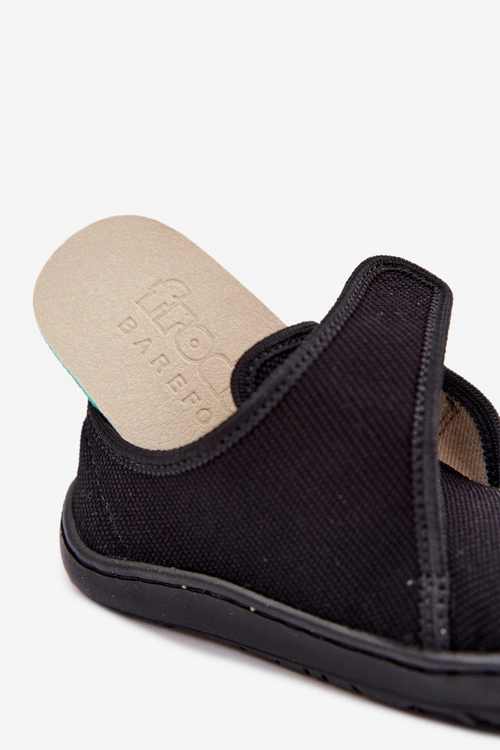 Kapcie Dziecięce Chłopięce Na Rzep Barefoot Froddo G1700438-15 Czarne