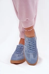 Zamszowe Niskie Sneakersy Damskie Niebieskie Paliana