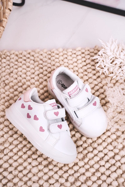 Dziecięce Sportowe Buty Ze Świecącą Podeszwą LED Biało-Różowe Boomer