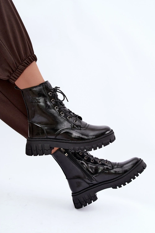 Skórzane Ocieplane Botki Workery Lee Cooper LCJ-26-16-4696 Czarne