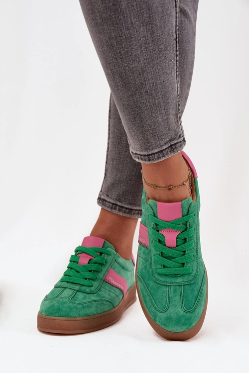 Zamszowe Sneakersy Damskie Vinceza 79576 Zielone
