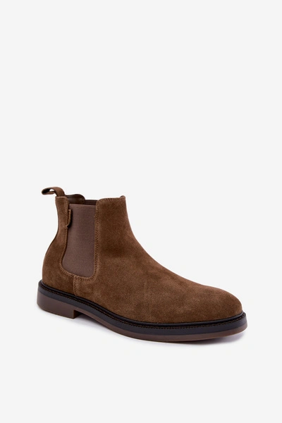 Botki Sztyblety Męskie Z Naturalnego Zamszu Big Star UU174277 Khaki