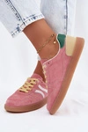 Skórzane Zamszowe Sneakersy Damskie Różowe Coressa