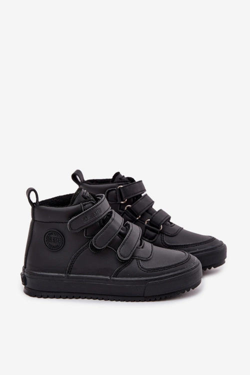 Ocieplane Botki Sneakersy Dziecięce Na Rzepy Big Star SS374070 Czarne