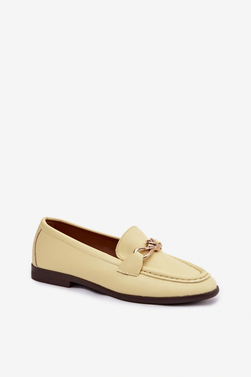 Loafersy Damskie Z Ozdobnym Detalem Żółte Rosynne