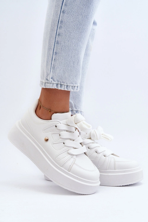 Sneakersy Damskie Na Platformie Białe Asylia