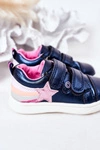 Dziecięce Skórzane Sportowe Buty Z Tęczą Granatowe Jasmine