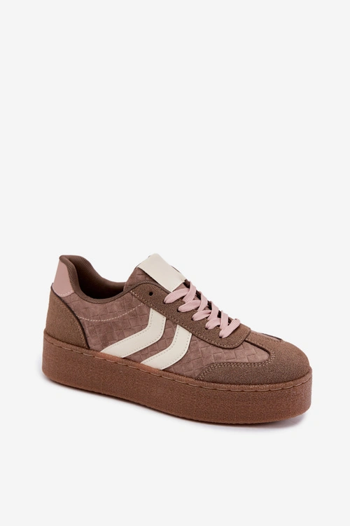 Sneakersy Damskie Na Platformie Z Paskami Khaki Kaya