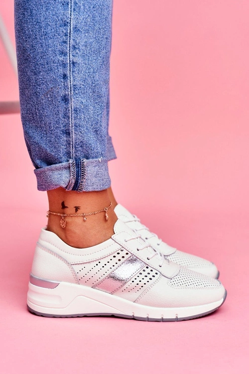 Sportowe Damskie Skórzane Buty Białe 1793 Miss You