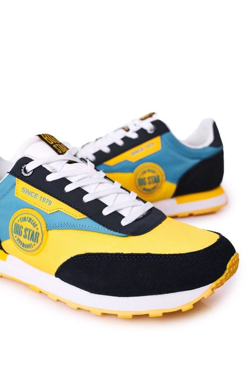 Męskie Sportowe Buty Memory Foam Big Star HH174249 Żółto-Niebieskie