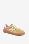 Skórzane Zamszowe Sneakersy Damskie Żółte Coressa