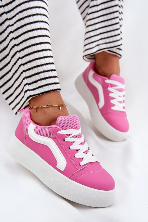 Sneakersy Damskie Na Platformie Fuksja Tellnira