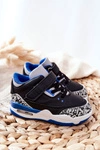 Dziecięce Sportowe Buty Czarno-Niebieskie Linen
