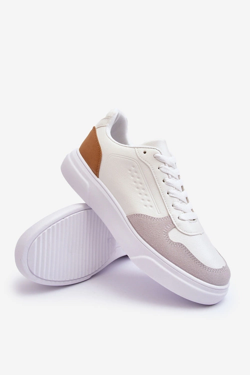 Męskie Buty Sportowe Sznurowane Białe Castiel