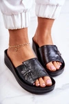 Damskie Modne Klapki Z Ozdobą Czarne Holle