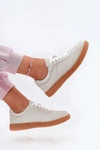 Zamszowe Niskie Sneakersy Damskie Szare Paliana