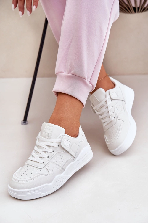 Buty Sportowe Sneakersy Damskie Z Eko Skóry Białe Telisiria
