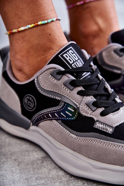 Damskie Sneakersy Sportowe Big Star KK274100 Czarno-Szare