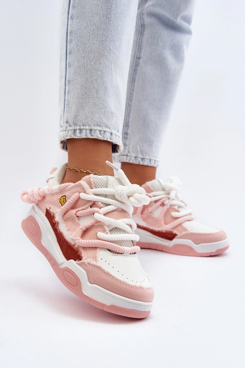 Damskie Sneakersy Z Grubym Sznurowaniem Różowe Miatora