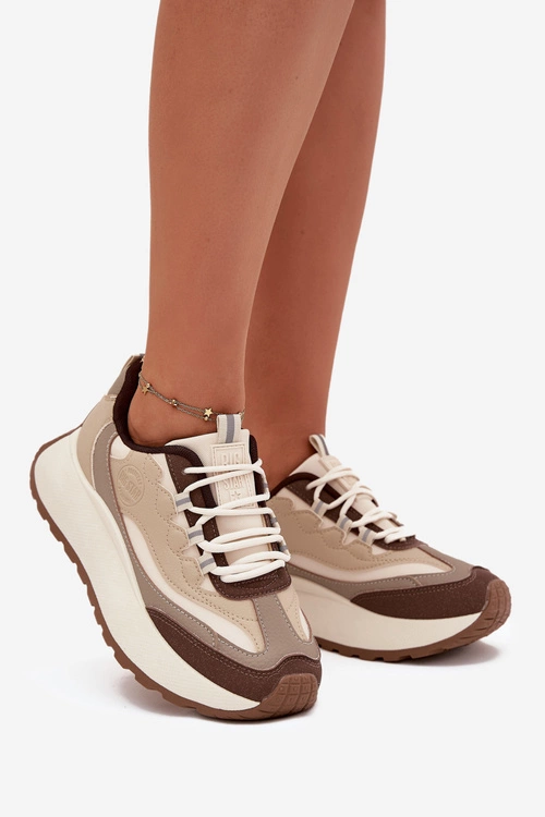 Sneakersy Damskie Na Platformie Big Star SS274002 HI-POLY SYSTEM Beżowe