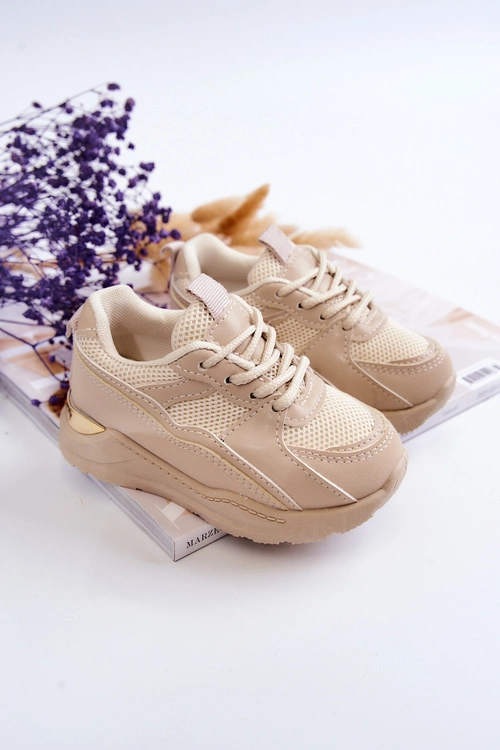 Dziecięce Sportowe Buty Sneakersy Beżowe Kizzie