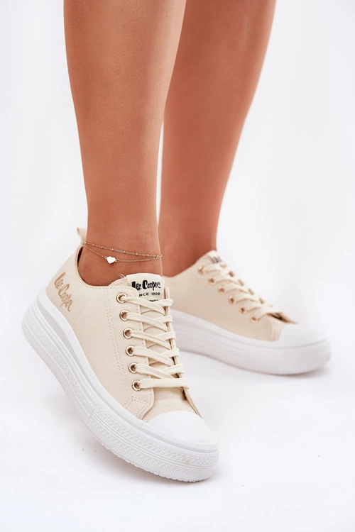 Trampki Damskie Na Platformie Lee Cooper LCW-24-44-2464L Beżowe