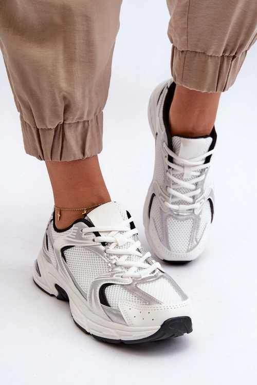Damskie Buty Sportowe Sneakersy Biało-Czarne Leranea