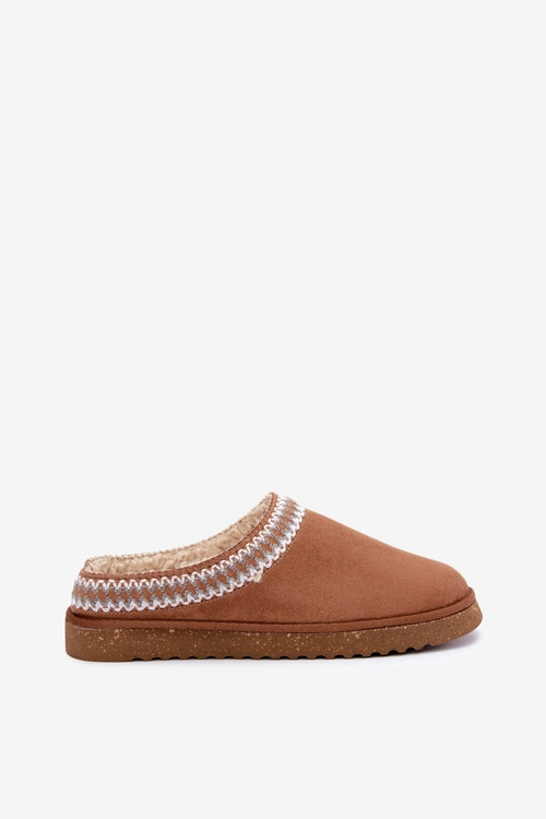 Obuwie Domowe Kapcie Damskie Z Haftem Inblu EY000030 Camel