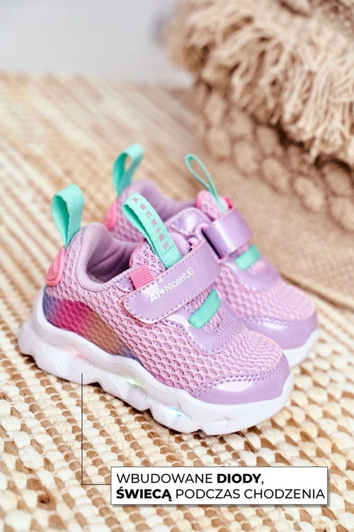 Sportowe Buty Dziecięce Świecące Fioletowe ABCKIDS B011105220
