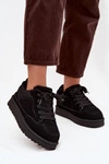 Sneakersy Damskie Ocieplane Futerkiem Czarne Cyrissa