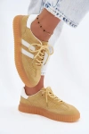 Skórzane Zamszowe Sneakersy Damskie Na Platformie Żółte Artelle