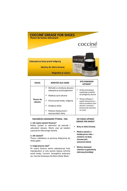 Coccine Grease Tłuszcz Do Skór Licowych Ochrona i Zmiękczenie